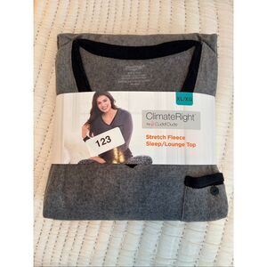 ClimateRight by Cuddl Duds Gray Stretch Fleece Sleep Top XL NWT Cozy Lounge Shir